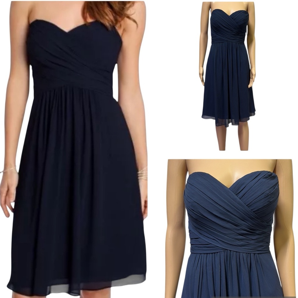 Camille La Vie Strapless Crisscross Bodice Semi Formal Cocktail Wedding Dress 4